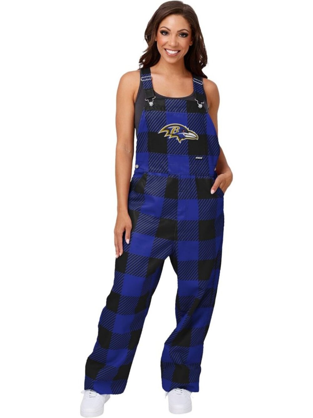 FOCO NFL womens Nfl Team Logo Plaid Bib Overalls